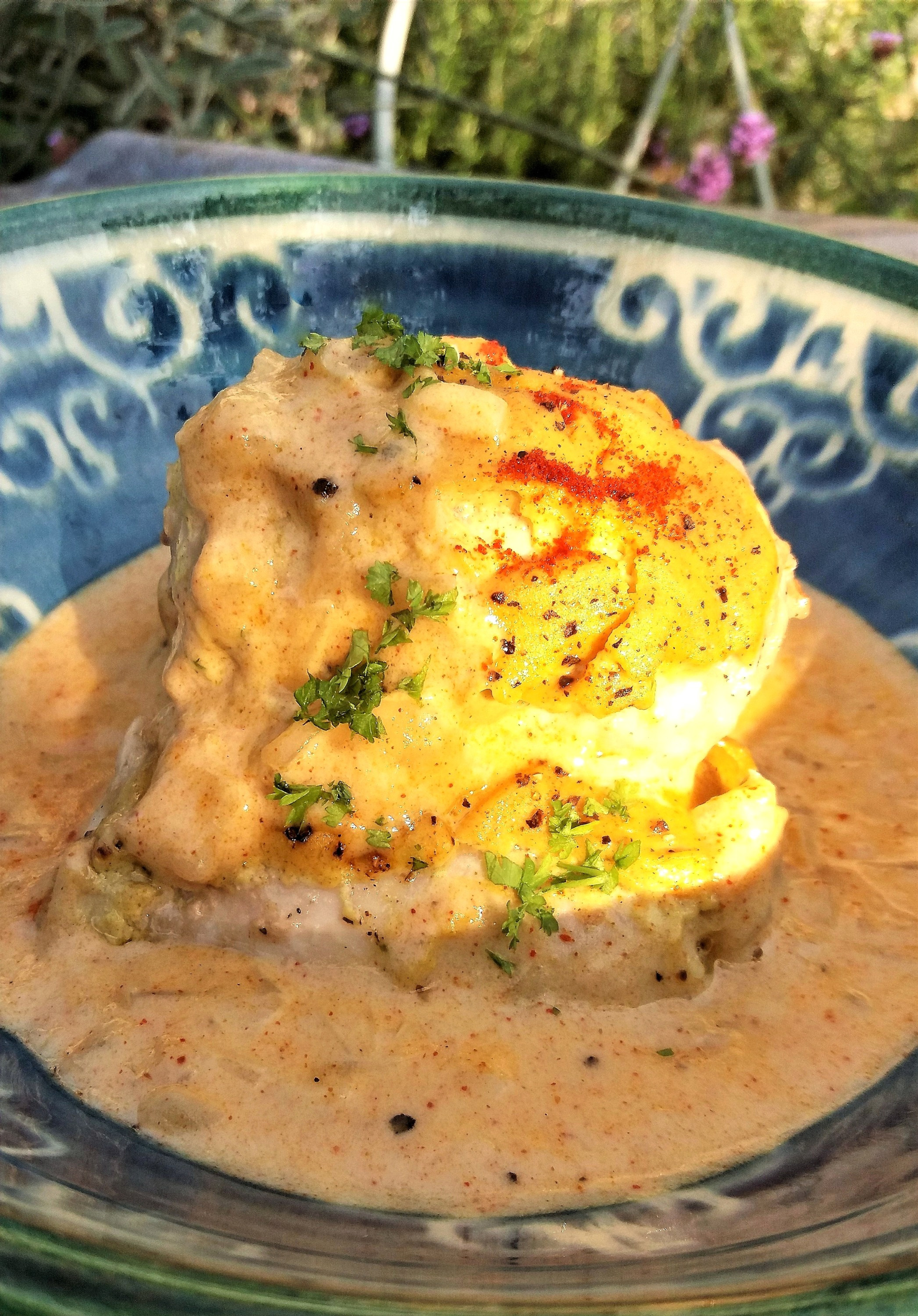 Dijon Crusted Chicken Thighs with a Vermouth Creme Fraiche Sauce